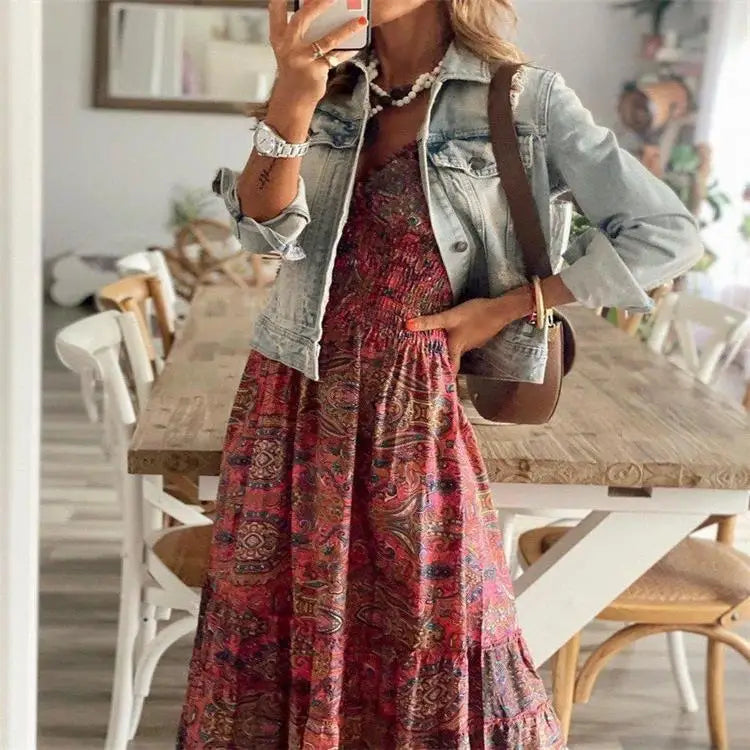 Vestido estampado estilo boho.