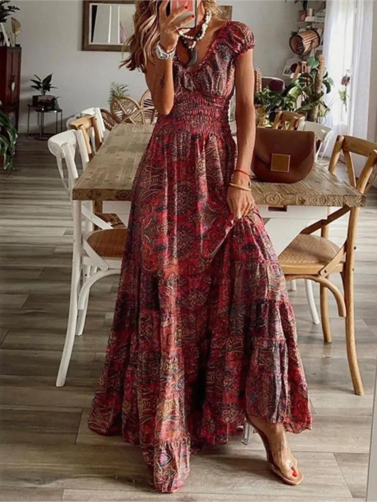 Vestido estampado estilo boho.