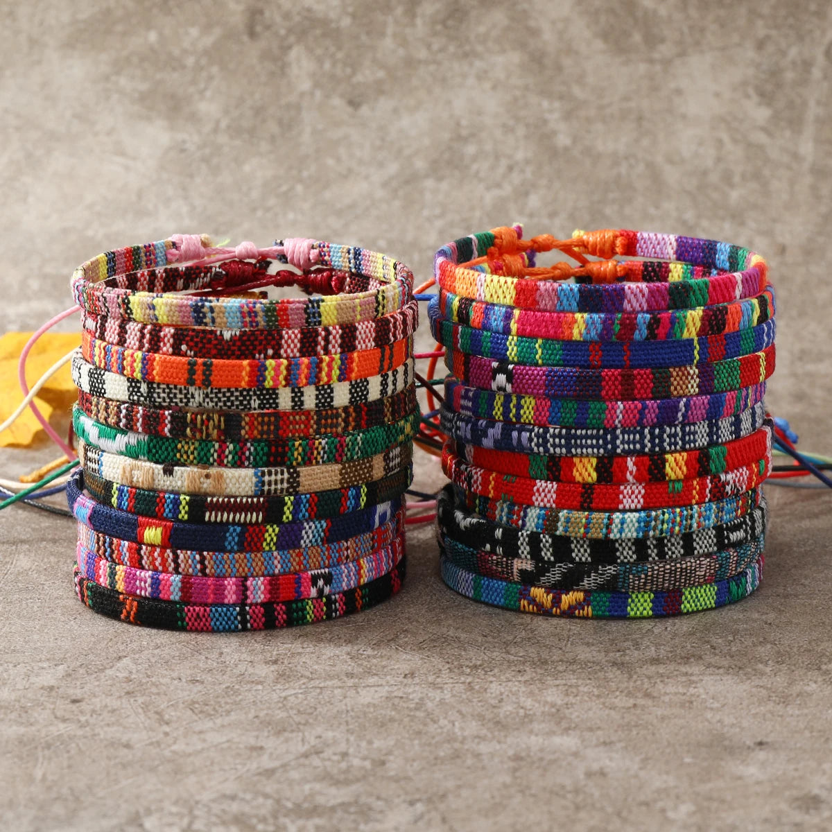 24pcs Bohemian Style Bracelets Set, Random Colorful Cloth Art Friendship Surf Bracelet For Men Women