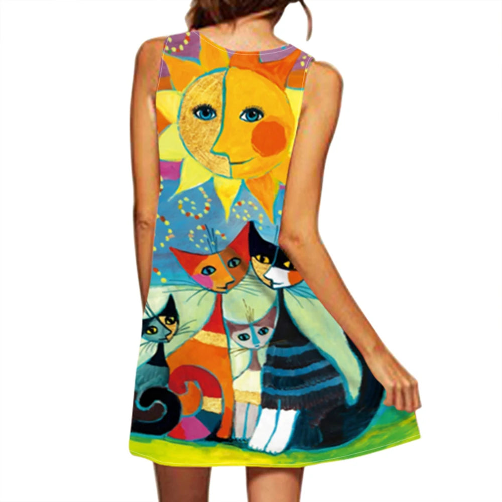 Vestido estampa gato